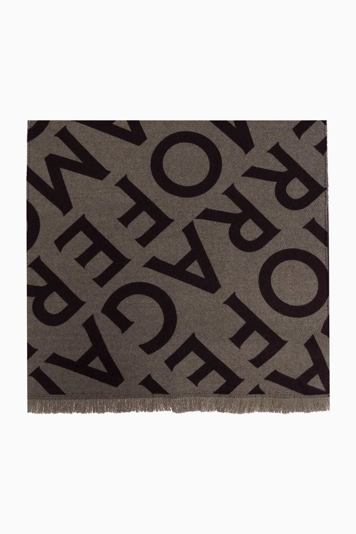 BRĄZOWY Wełniany szal z monogramem