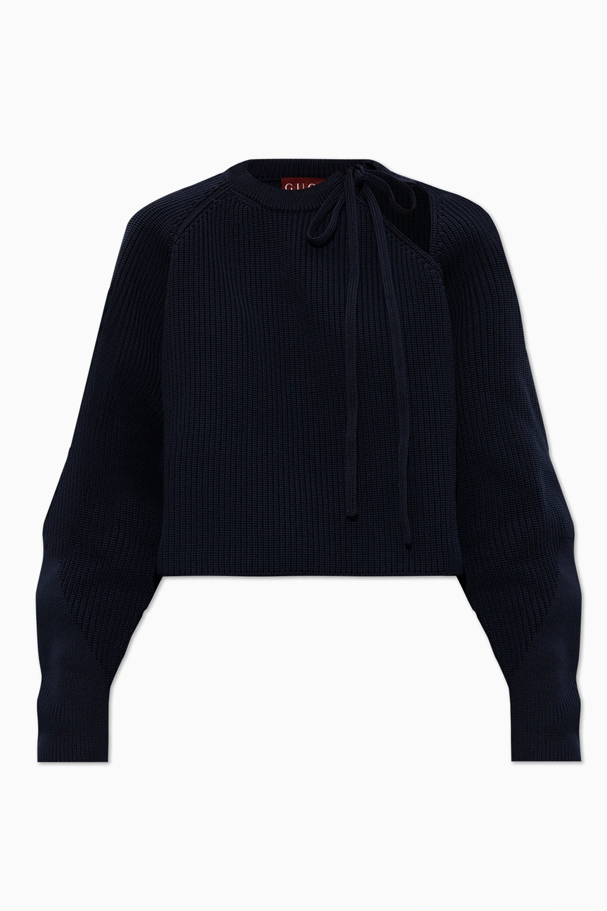 GRANATOWY Sweter z wycięciem