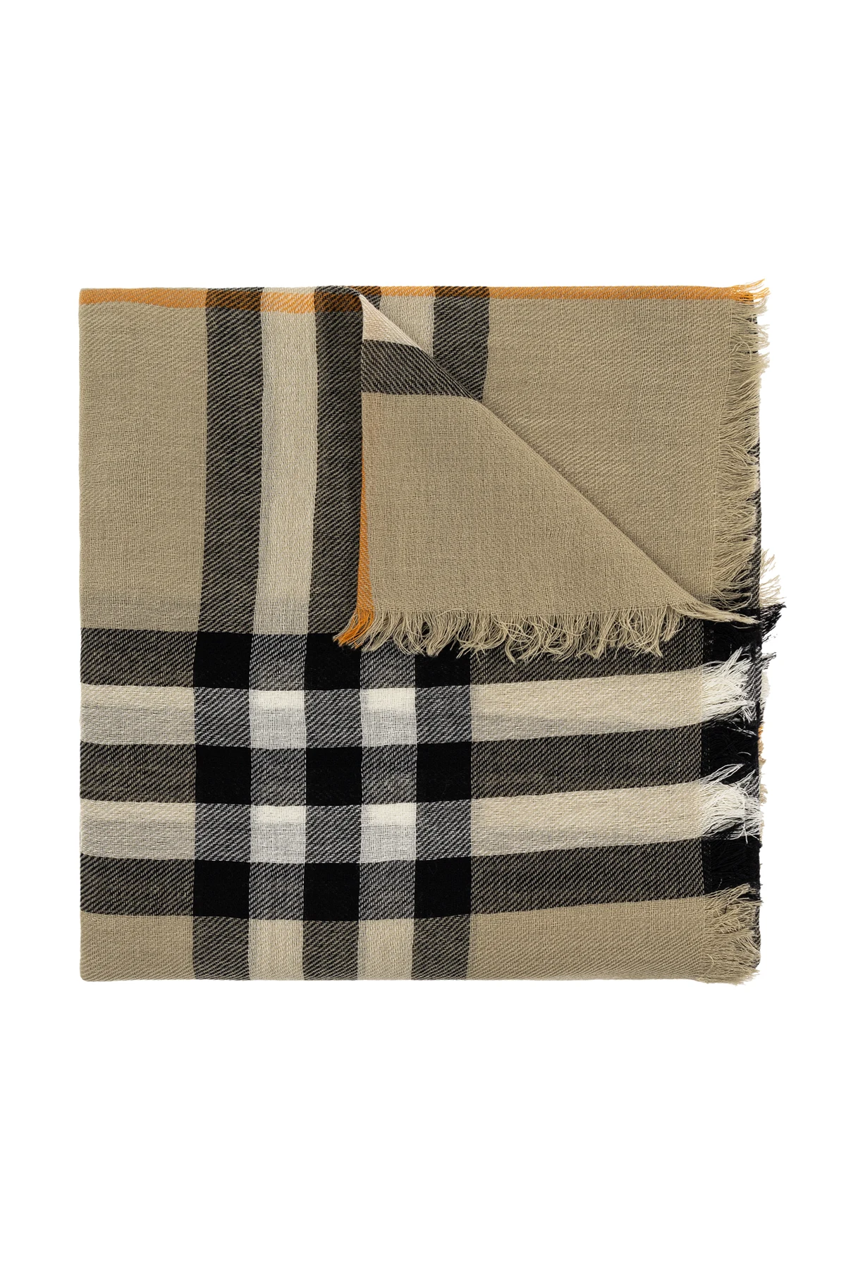 beige Check Pattern Scarf