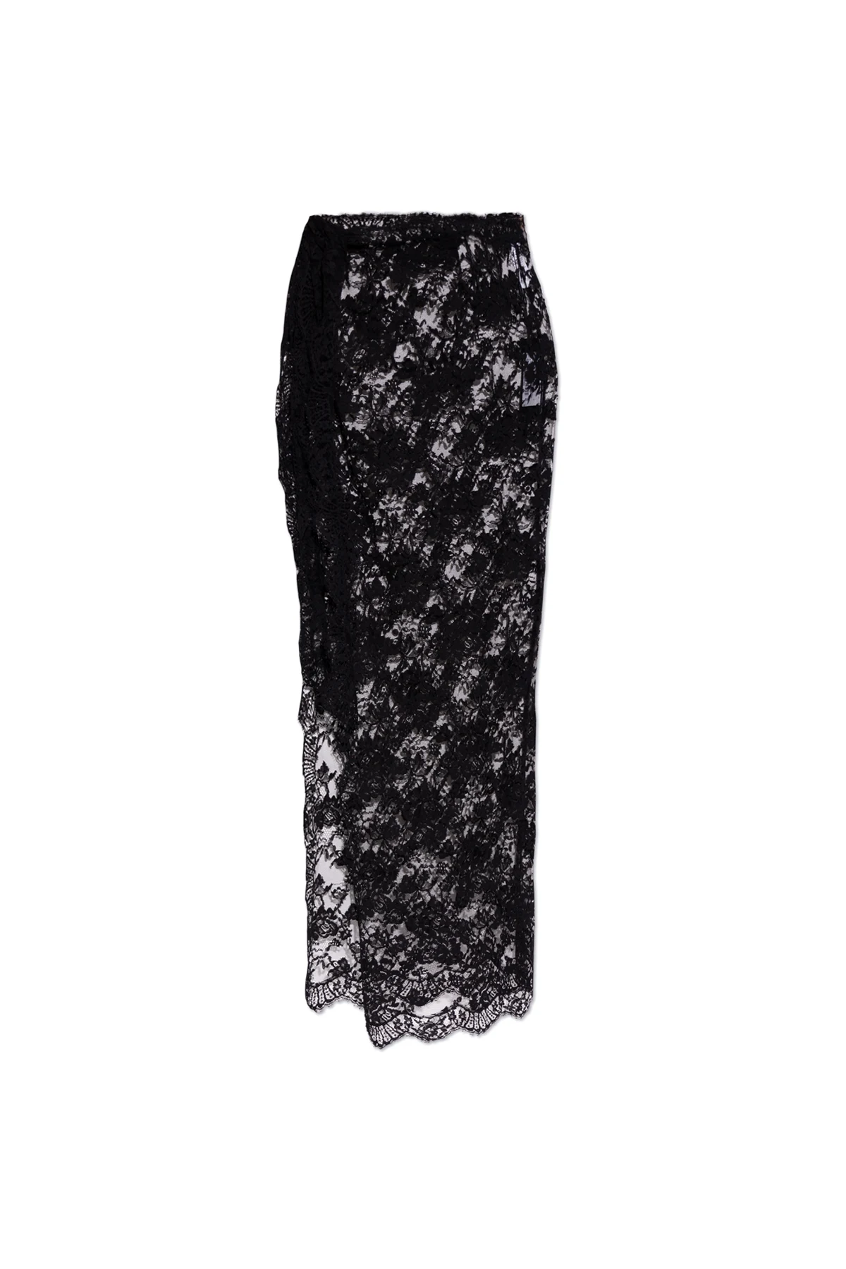 BLACK Asymmetrical lace skirt