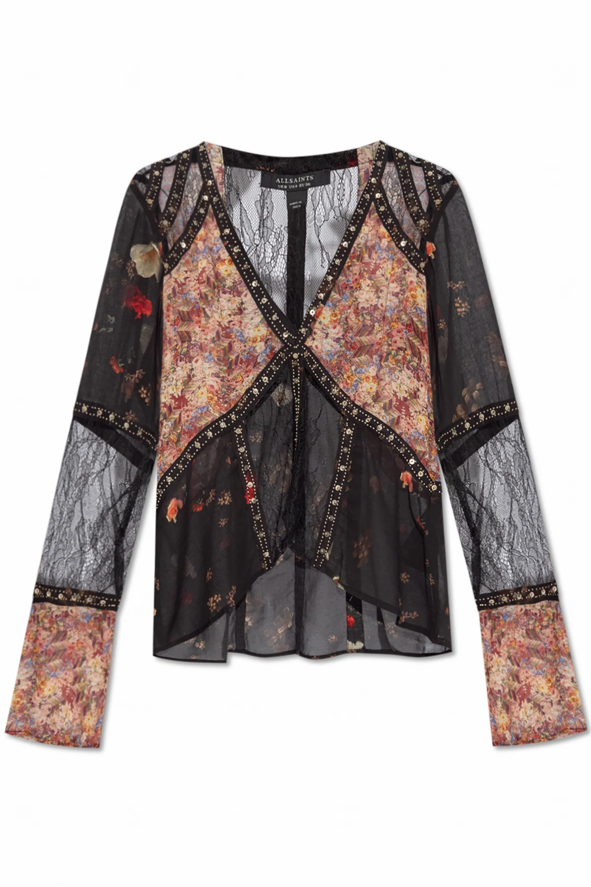 BLACK Mixed Material Top 'Florence'