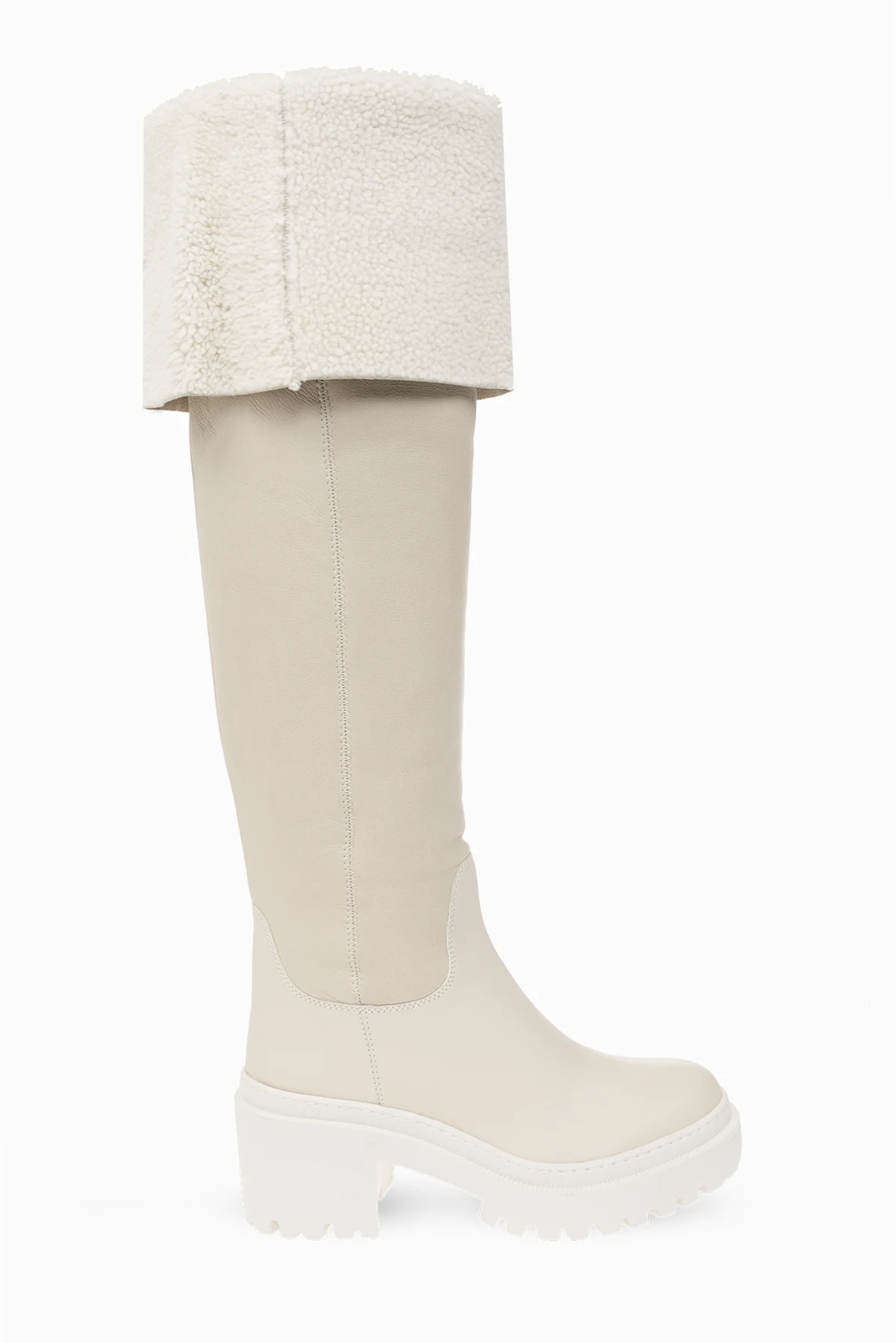 beige ‘Iwona’ leather heeled boots