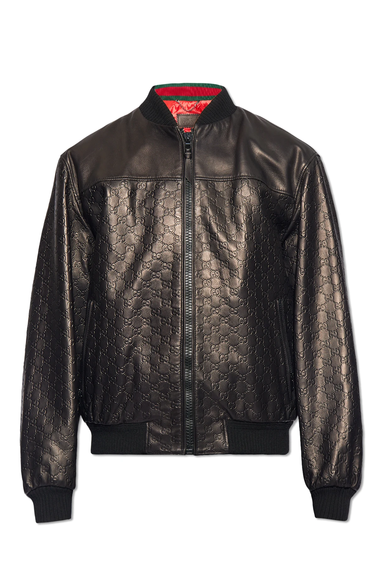 Leather jacket with monogram