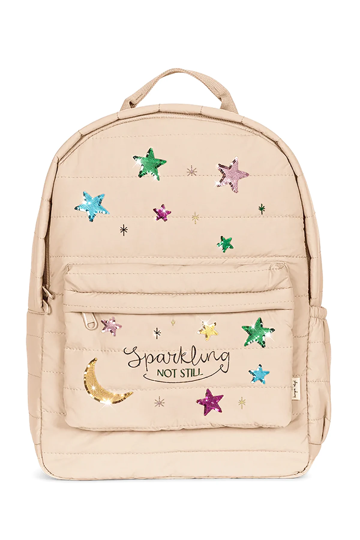 beige Quilted Backpack