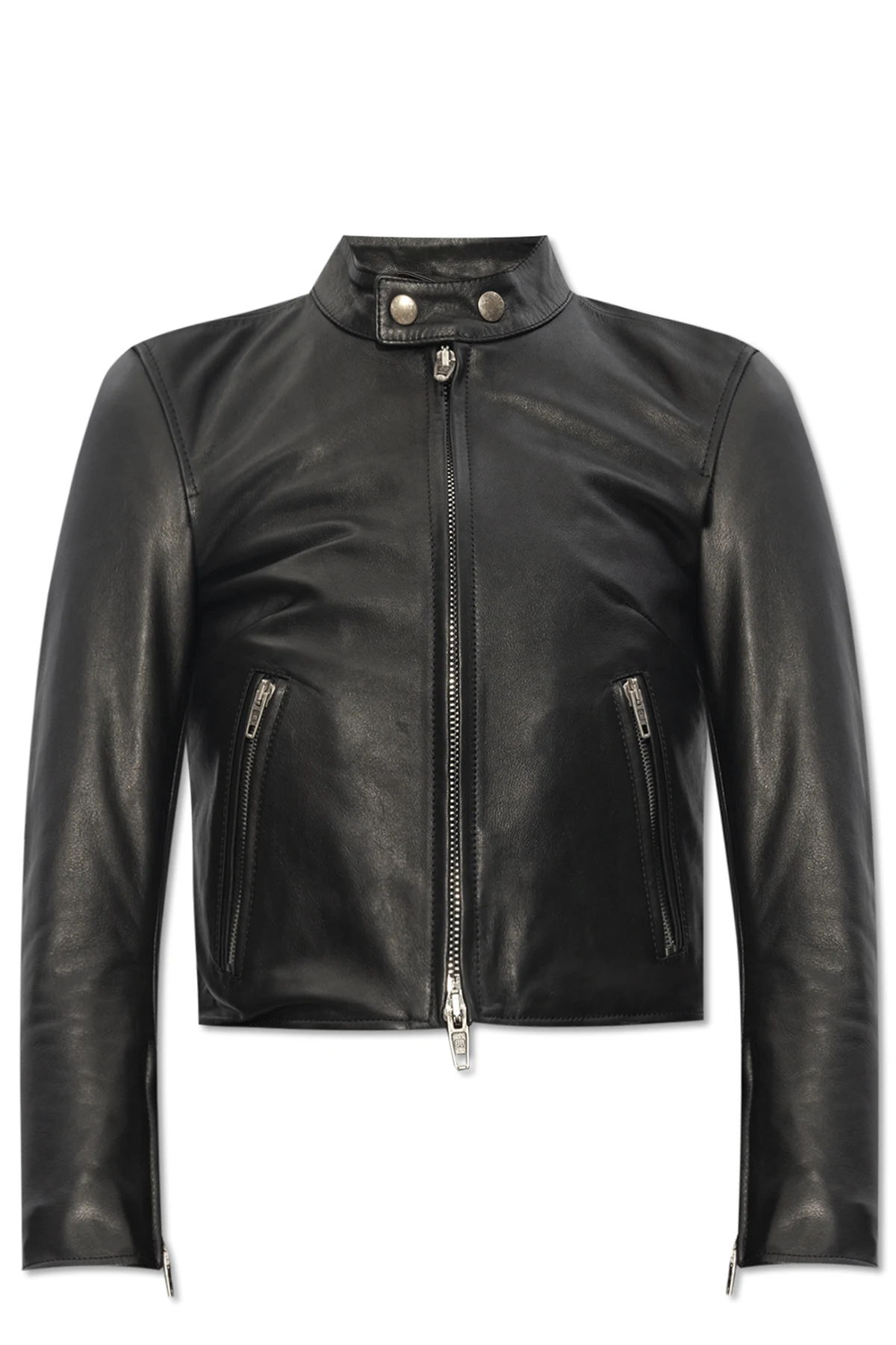 Cropped leather jacket