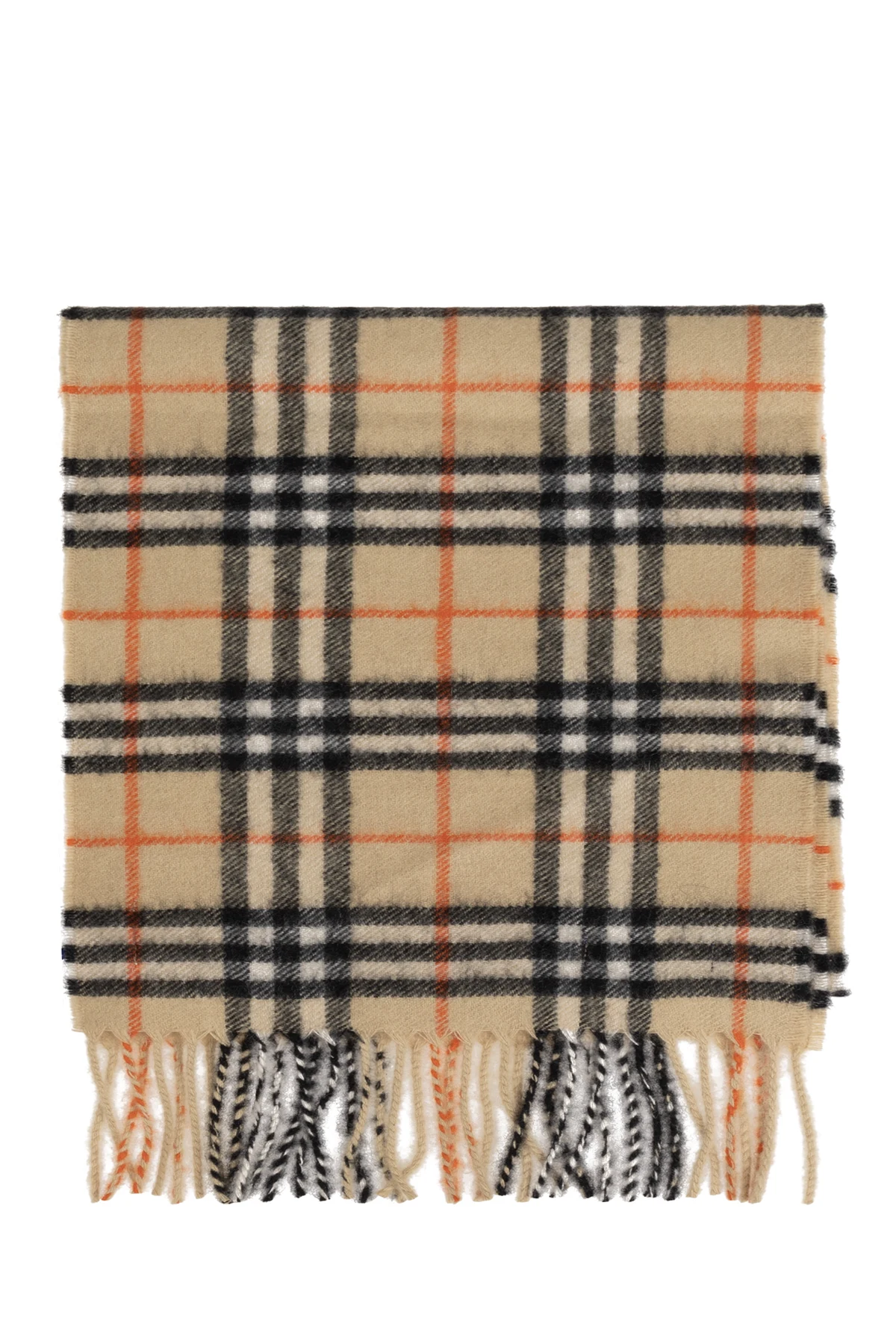 beżowy Szal ze wzorem w kratę