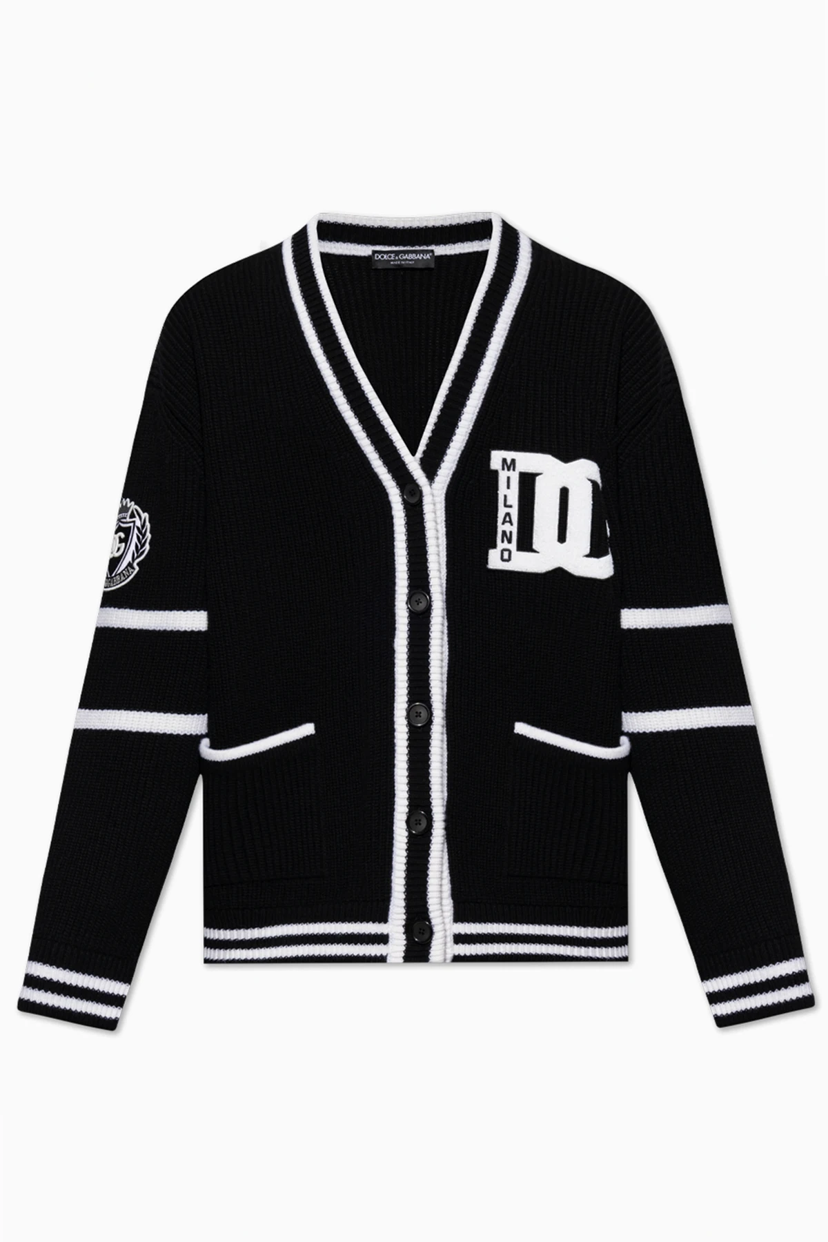 BLACK Wool cardigan with logo