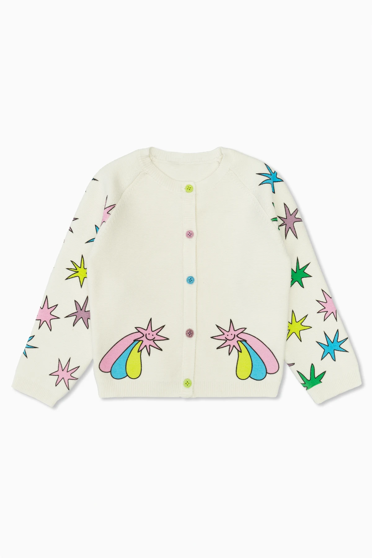 WHITE Cardigan with Print