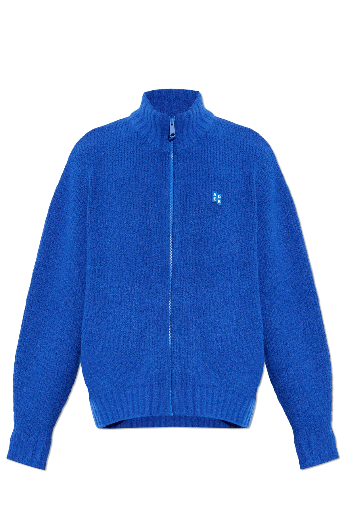 BLUE Cardigan with Stand Collar