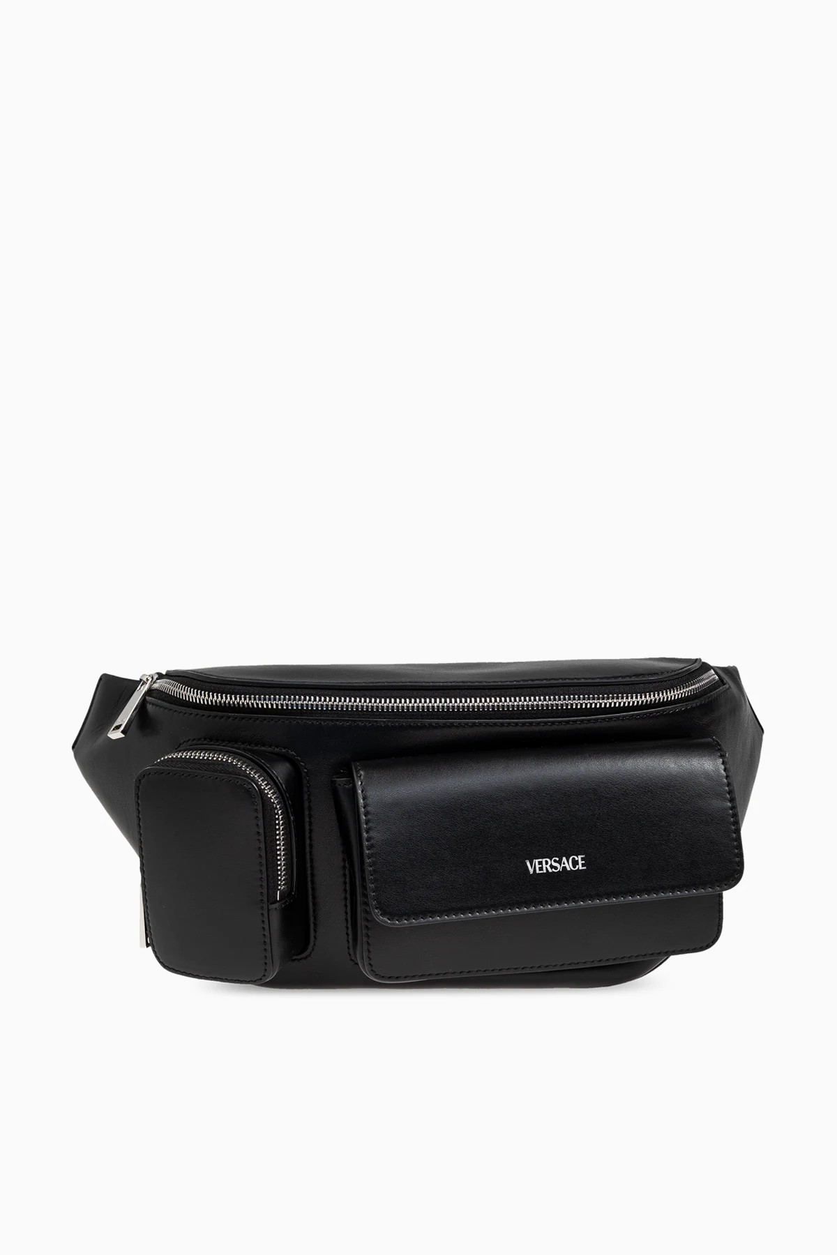 BLACK Belt bag with printed logo