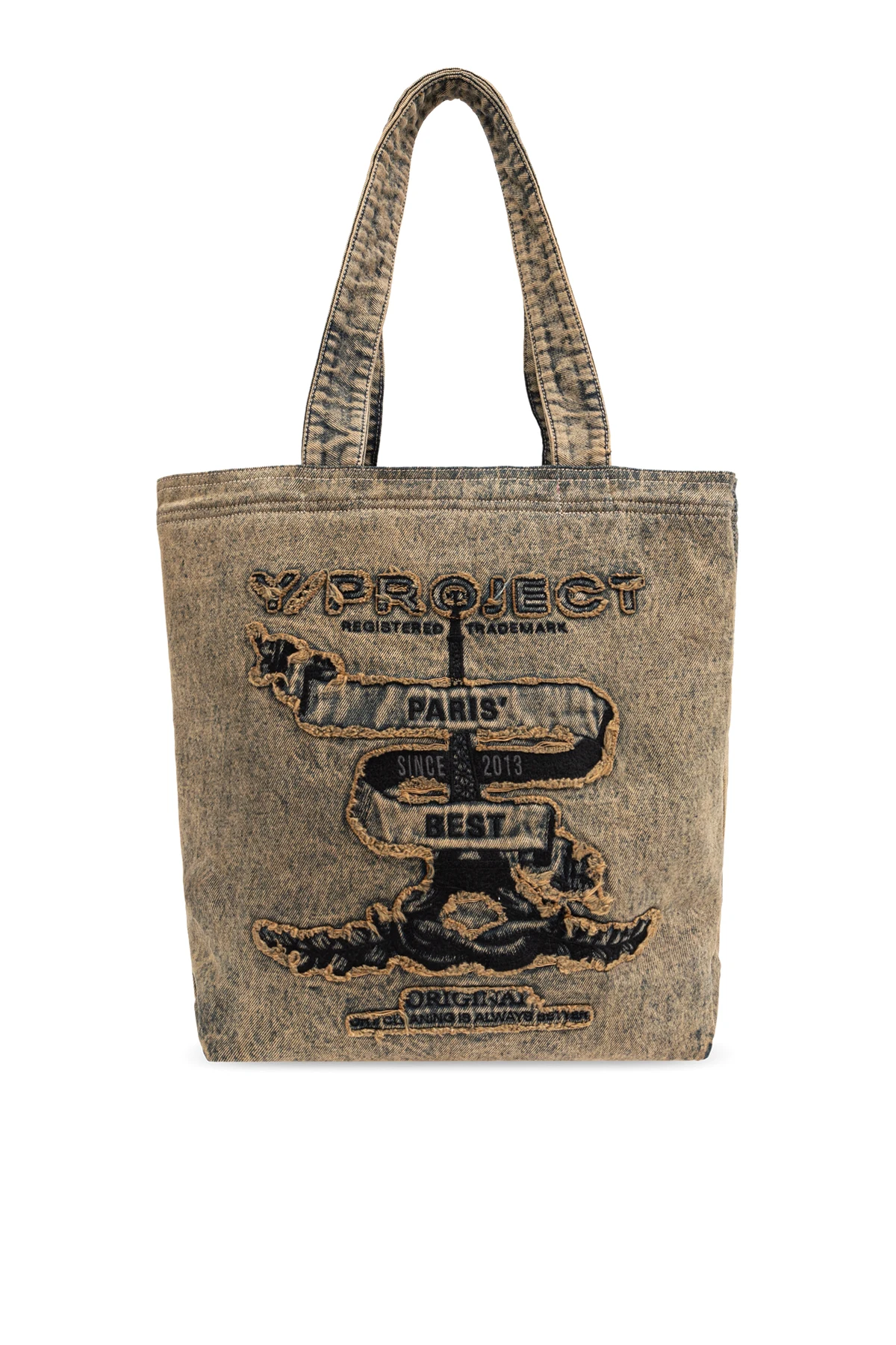 beige Denim shopper bag
