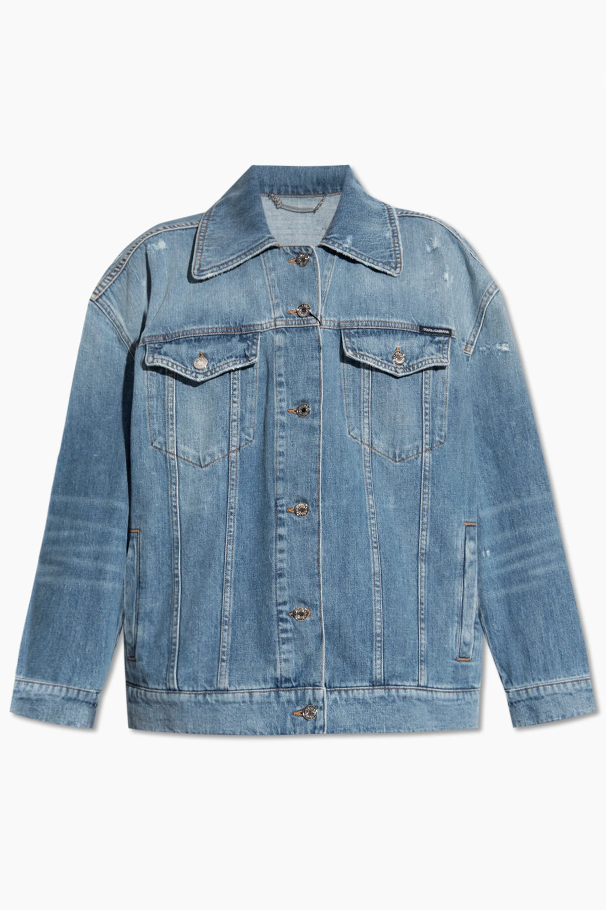 BLUE Distressed denim jacket