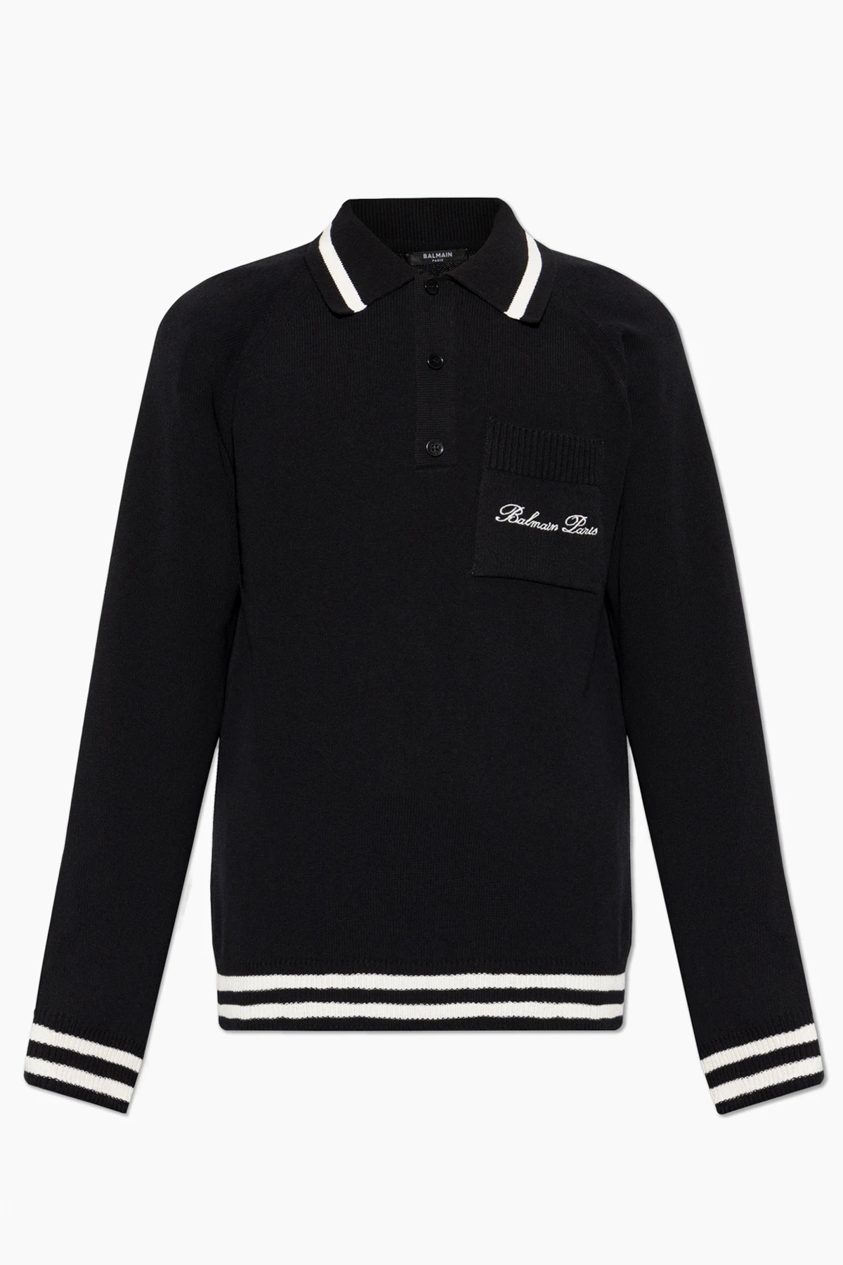 BLACK Long-sleeve polo