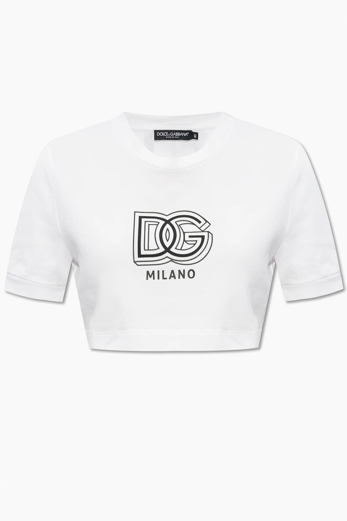 WHITE Cropped T-shirt with logo