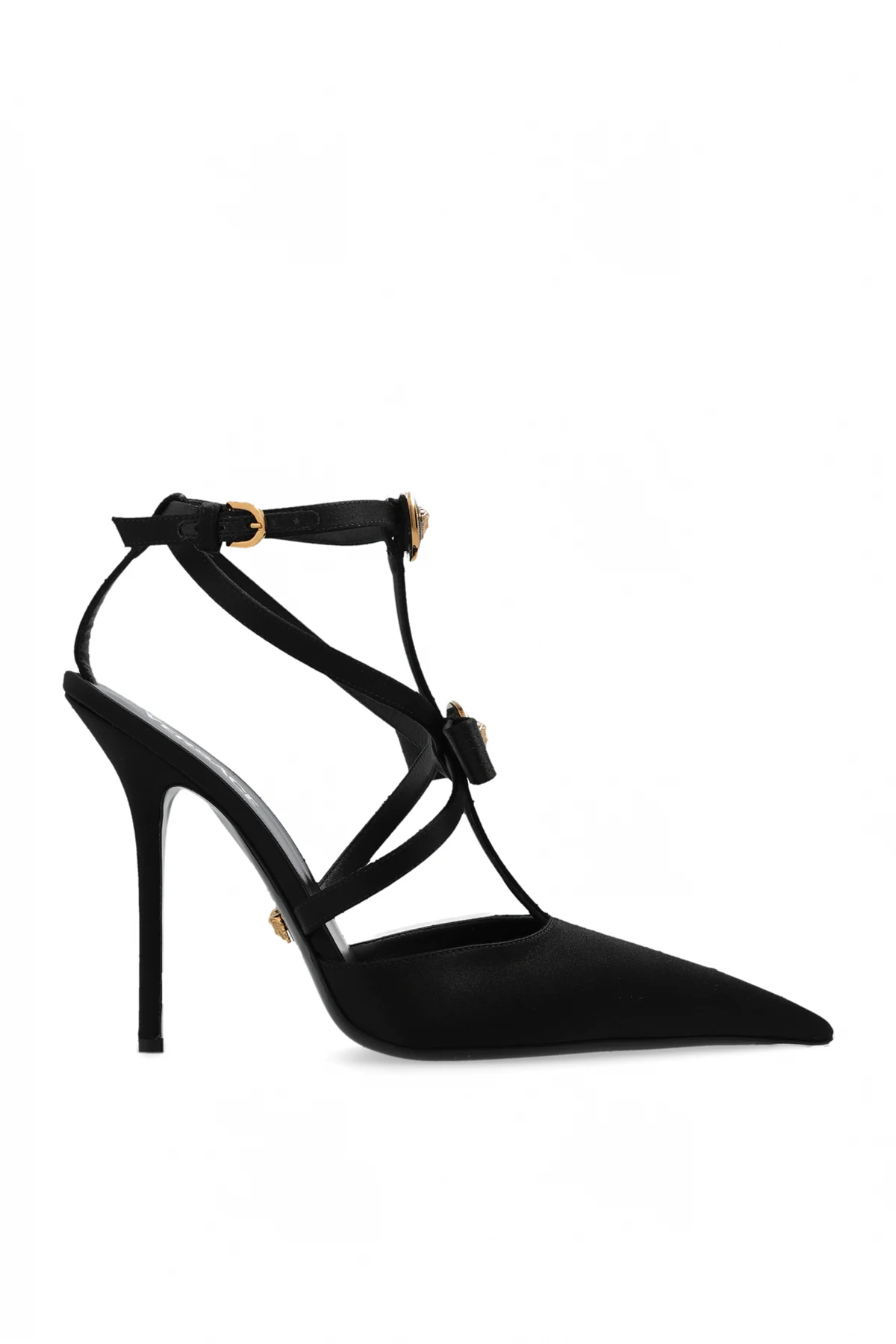 Satynowe buty na obcasie