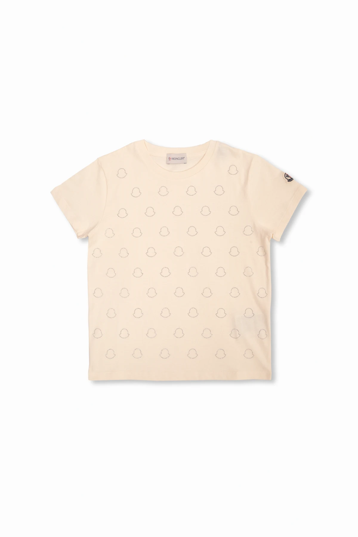 kremowy T-shirt z logo