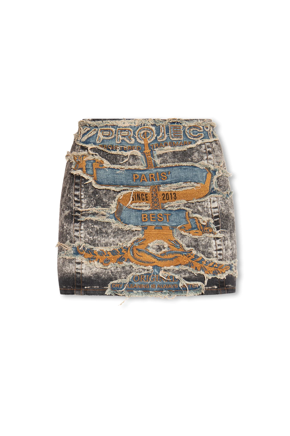 Denim skirt with logo