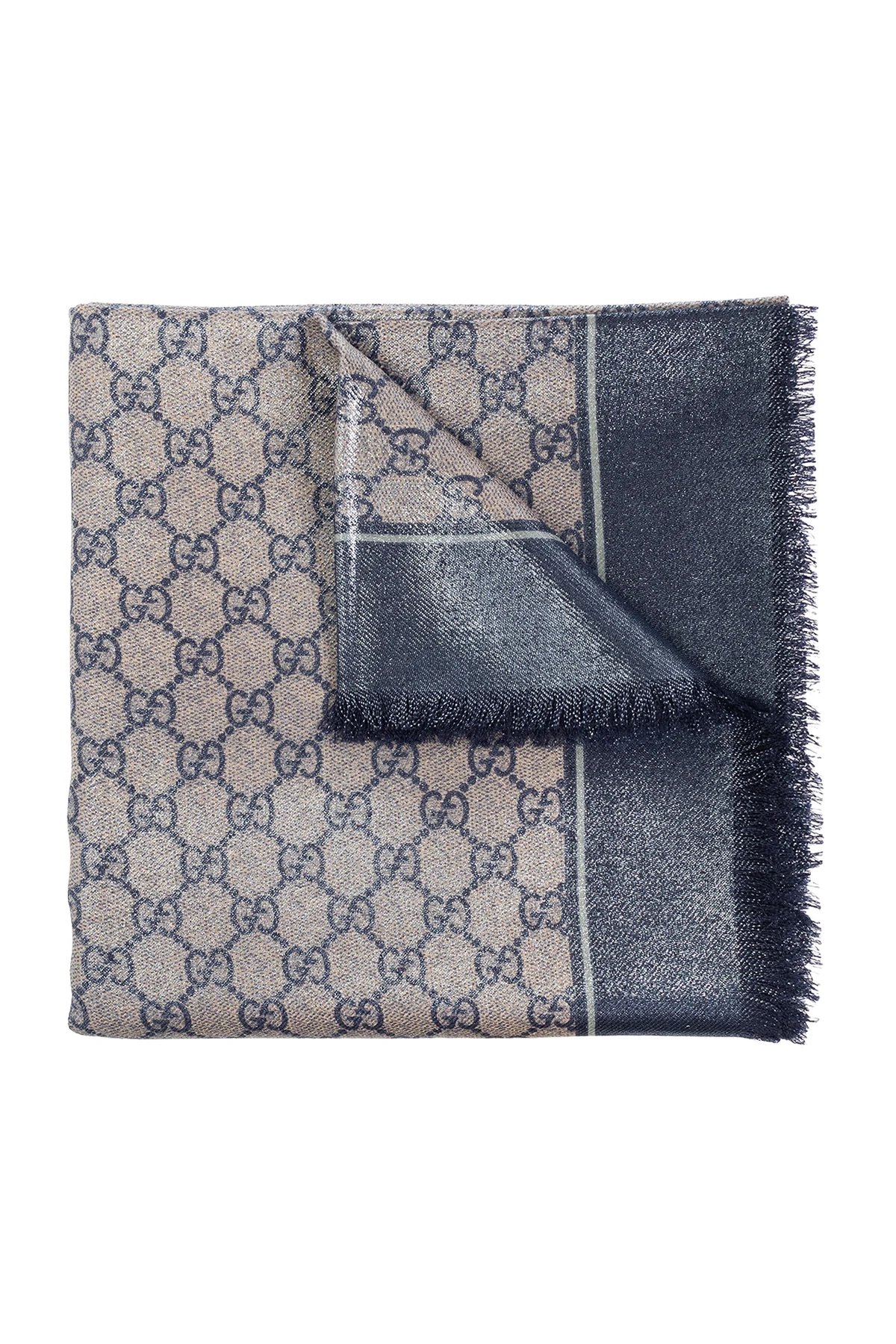Shiny shawl with monogram