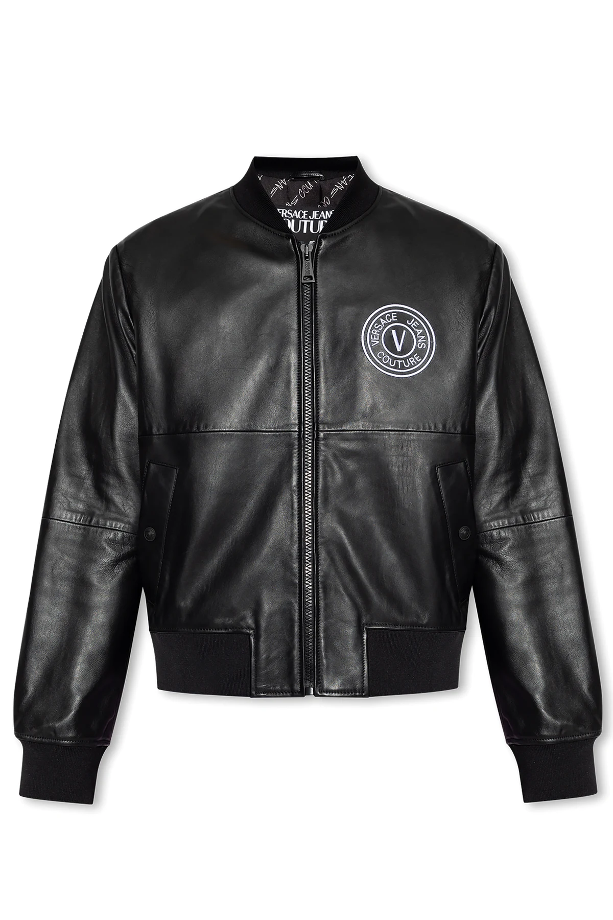 Leather bomber jacket