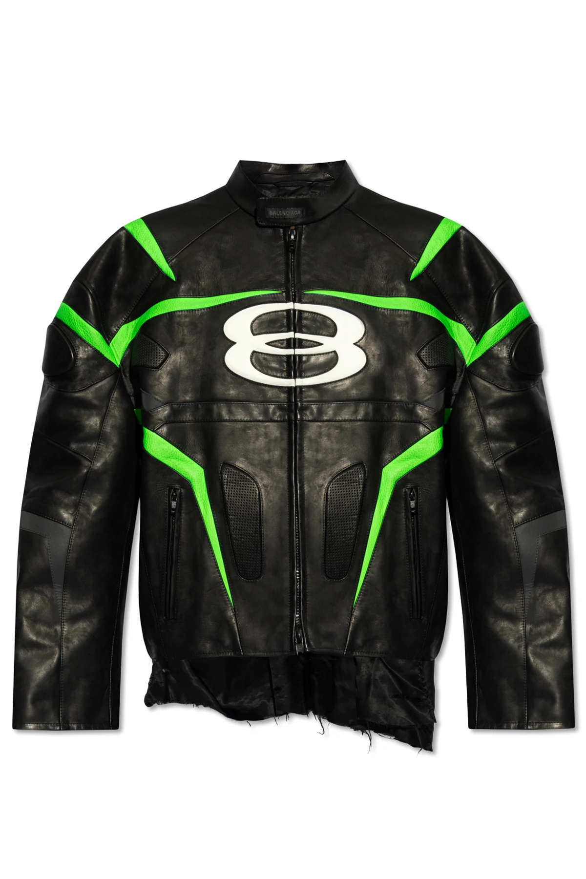 Leather jacket with logo