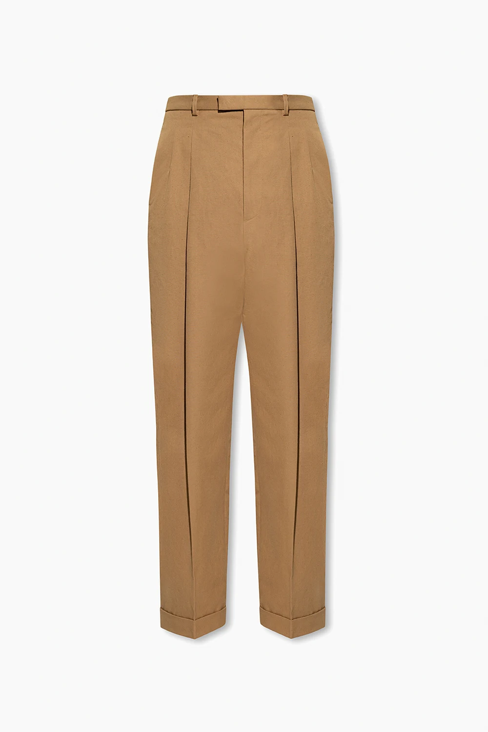 Cotton pleat-front trousers
