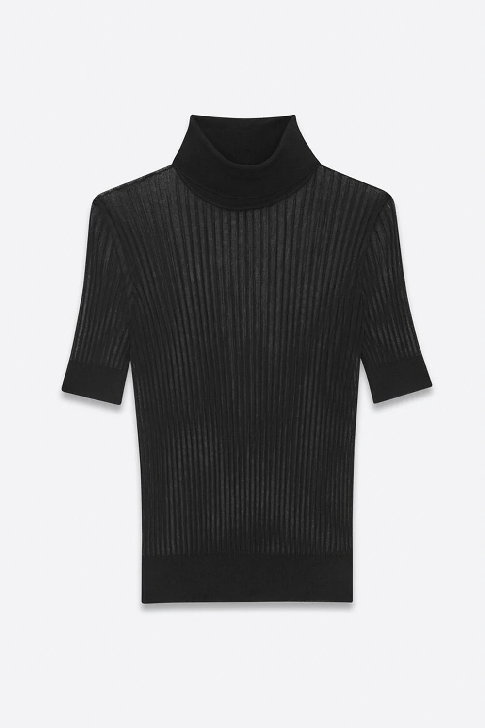 Transparent silk turtleneck top