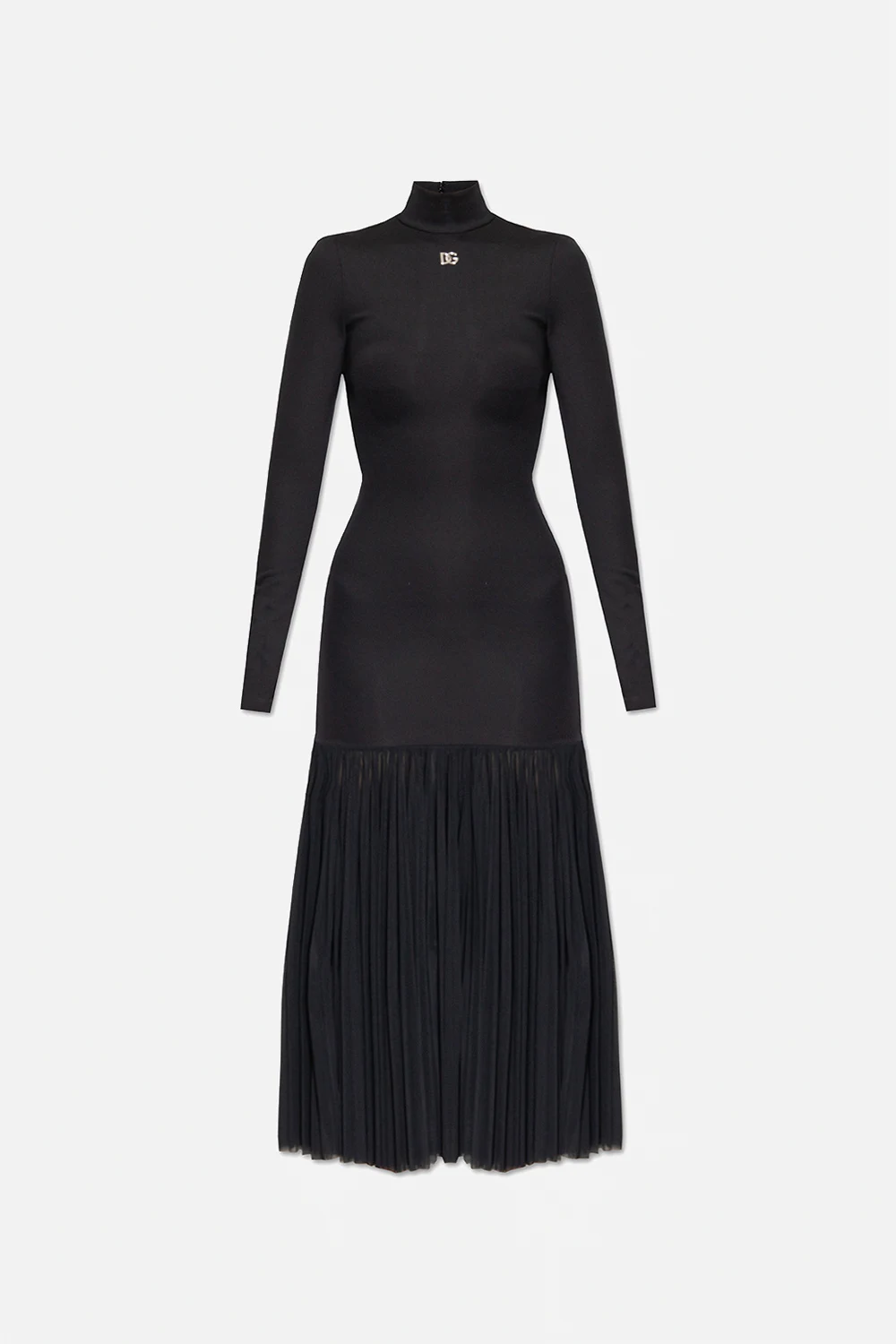 Dress with pleated hem