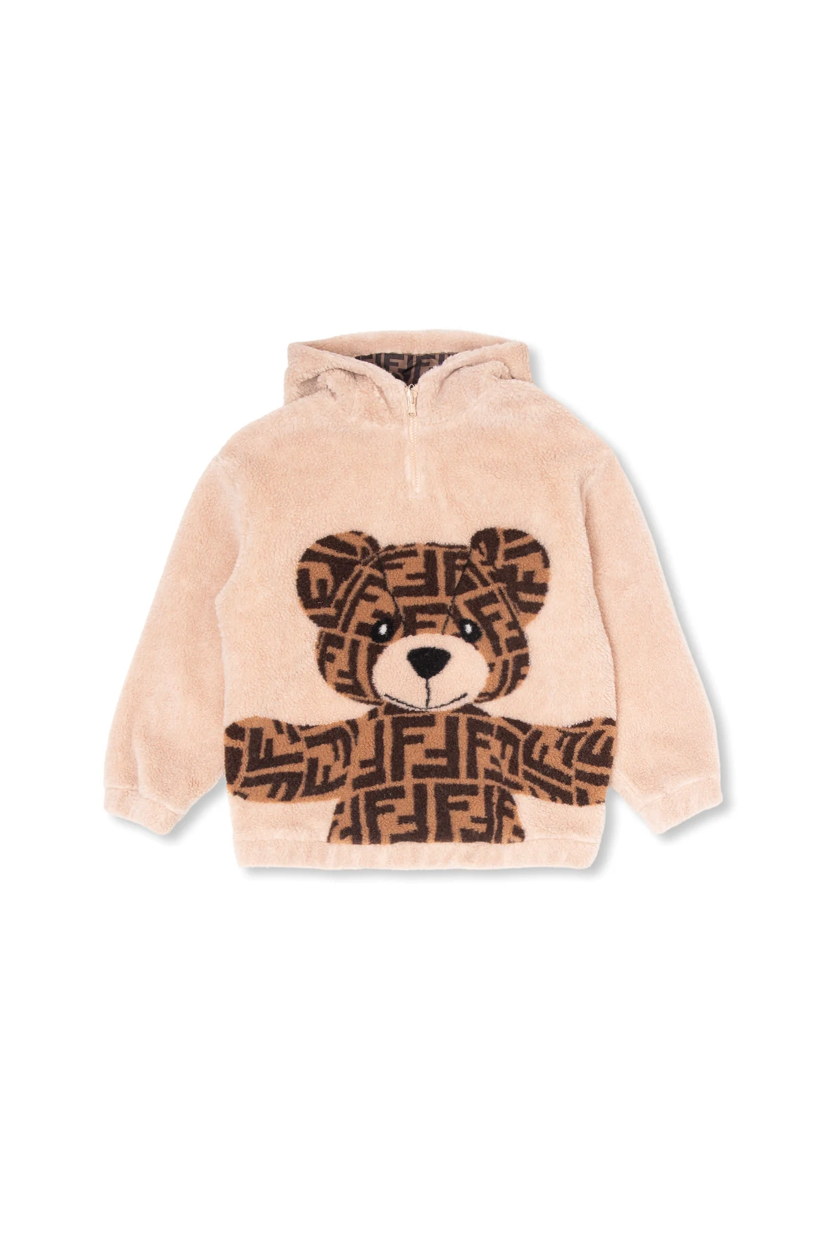Fleece hoodie with teddy bear motif