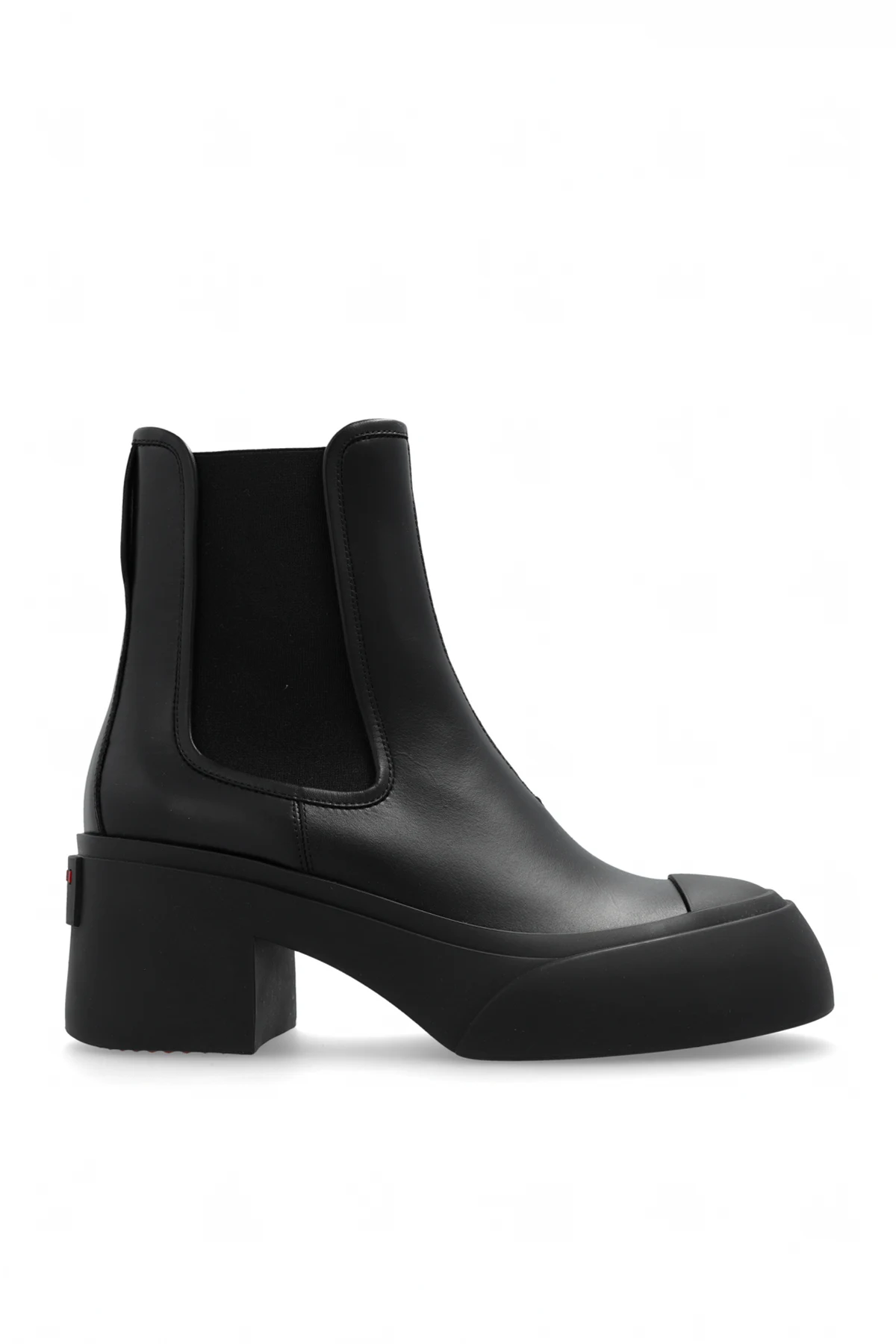 Skórzane botki na obcasie