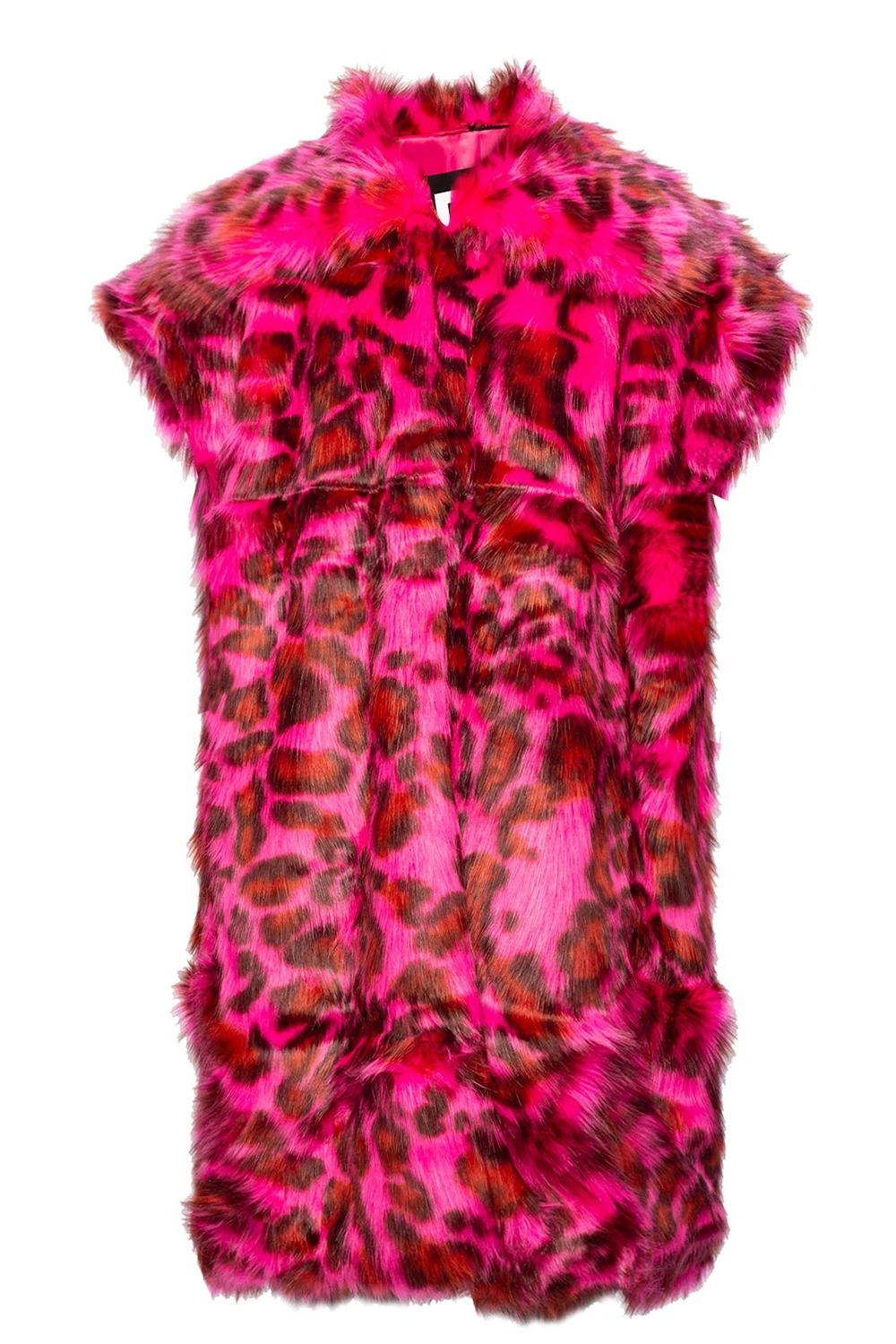Leopard-printed faux-fur vest
