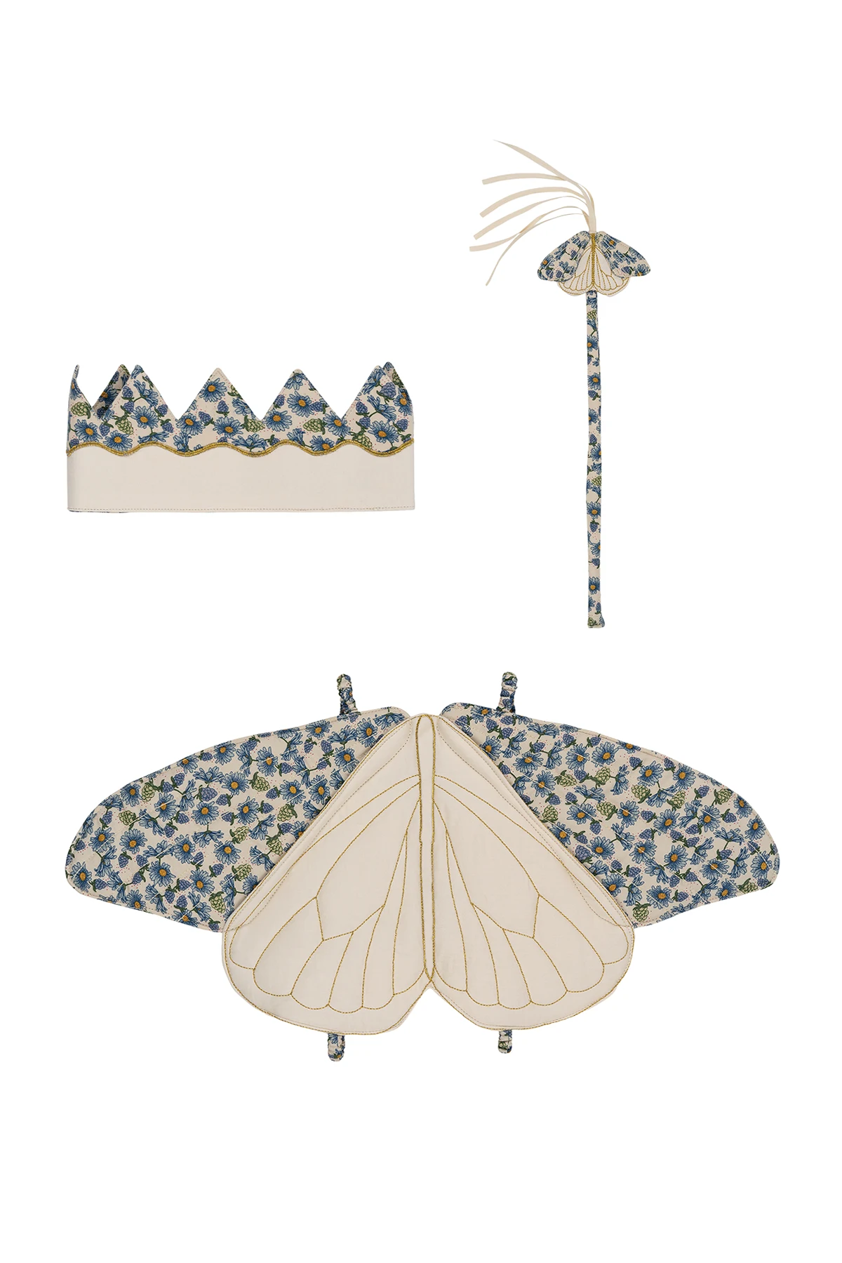 ‘Butterfly Marguerit Blue’ crown, wand & butterfly wings