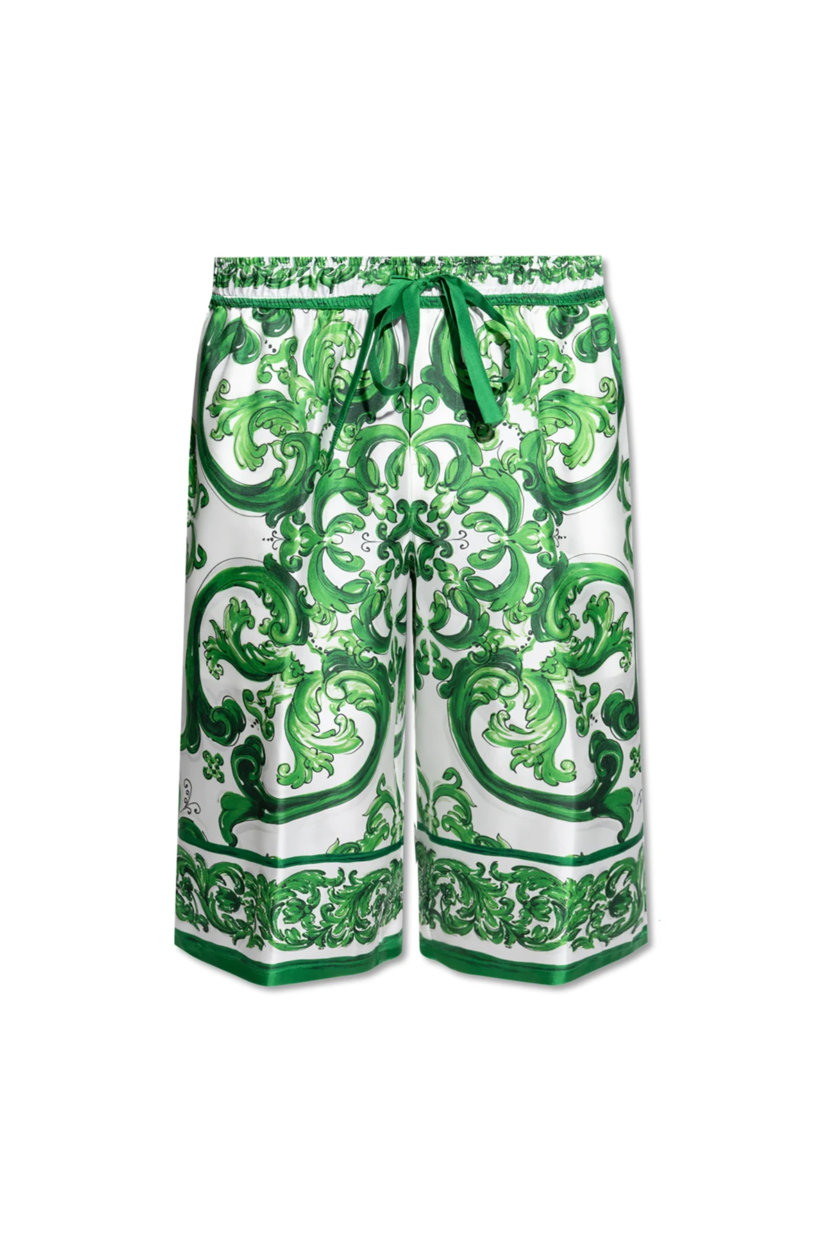 GREEN Shorts with 'Majolica' Print