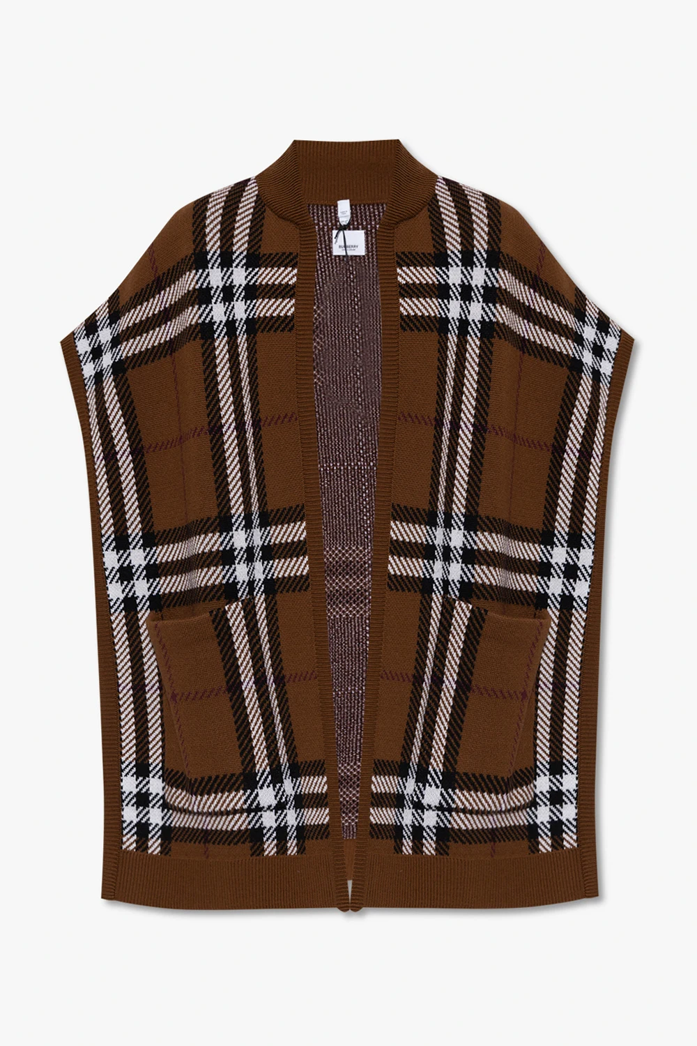 Checked wool poncho