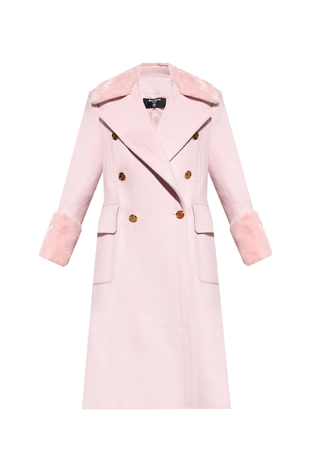 Double-breasted coat with logo