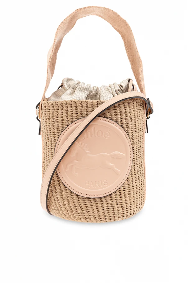 beige Horse Medal Small bucket shoulder bag