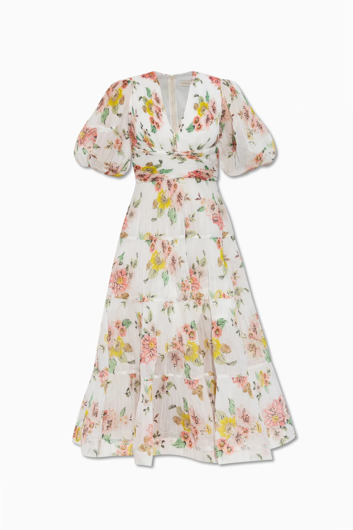 Pleated dress with floral motif