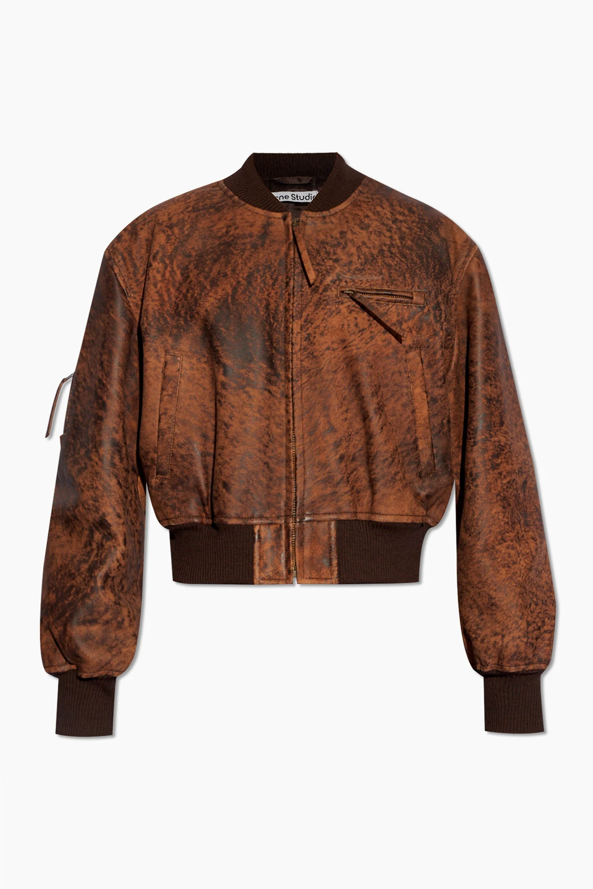 Leather bomber jacket