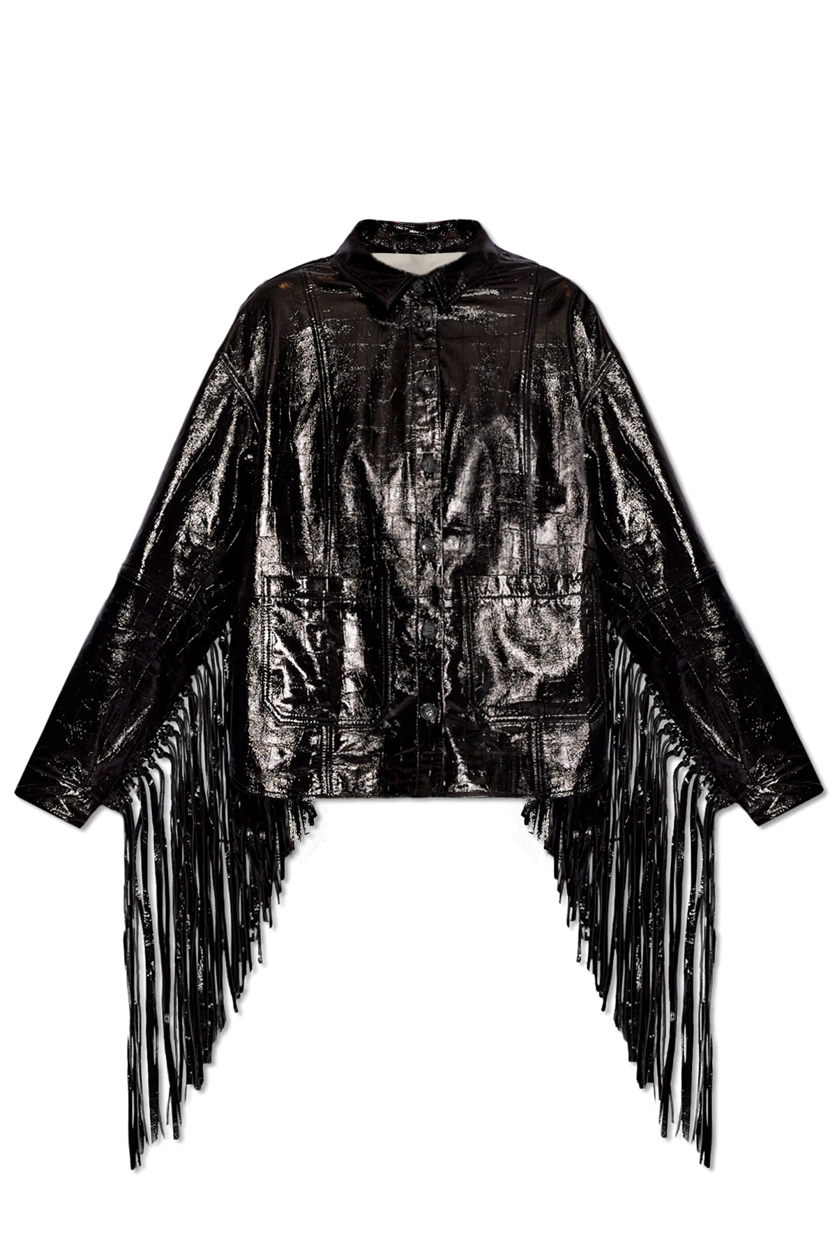 Skórzana kurtka z frędzlami ‘Allan’