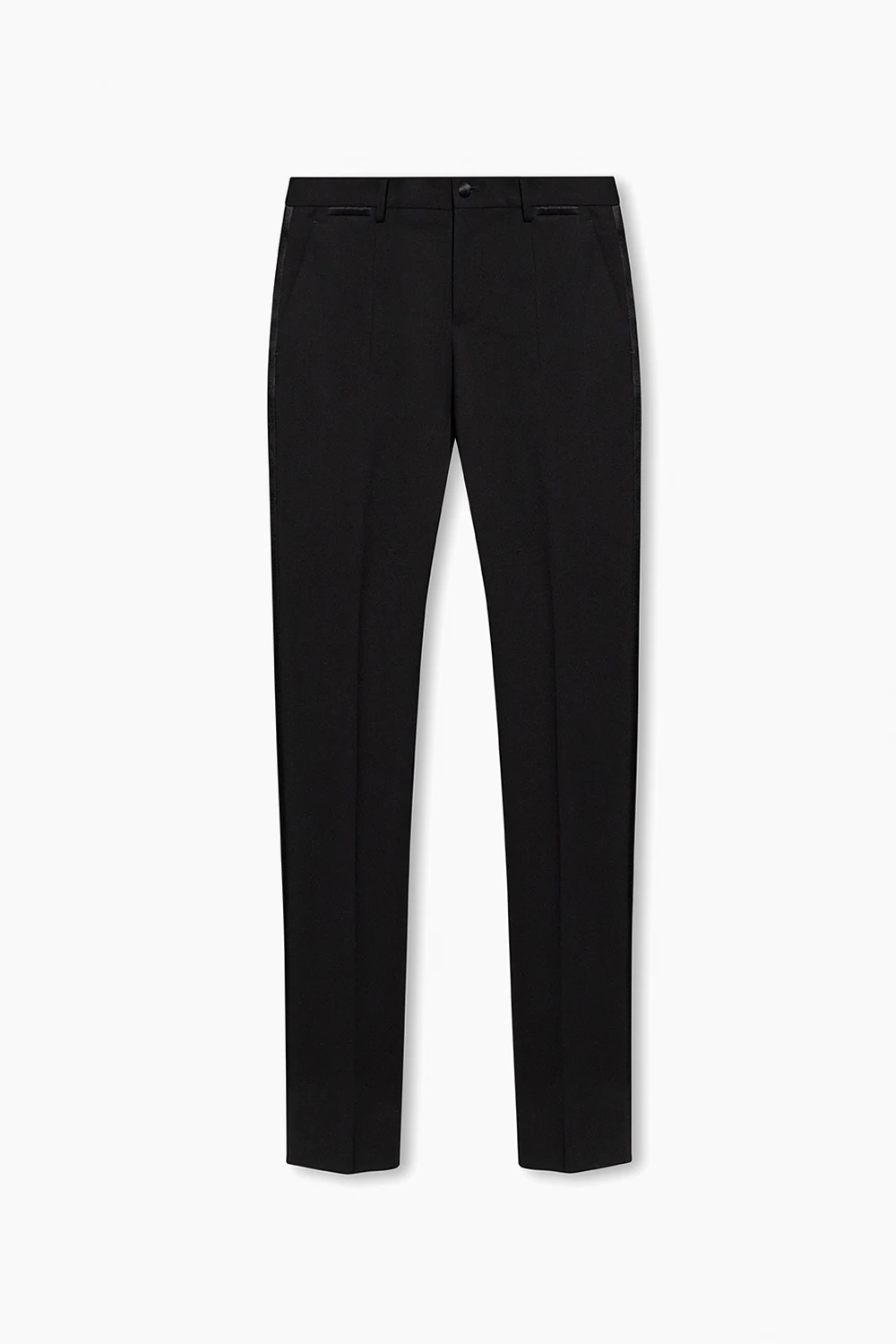 Wool pleat-front trousers