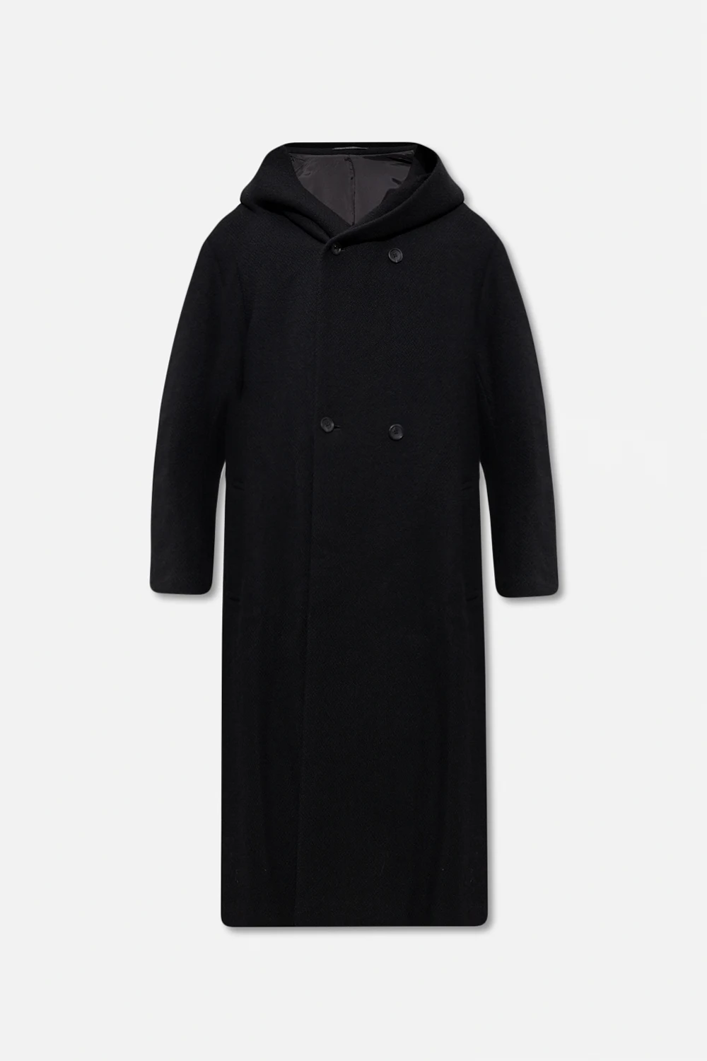 Hooded double-breasted coat