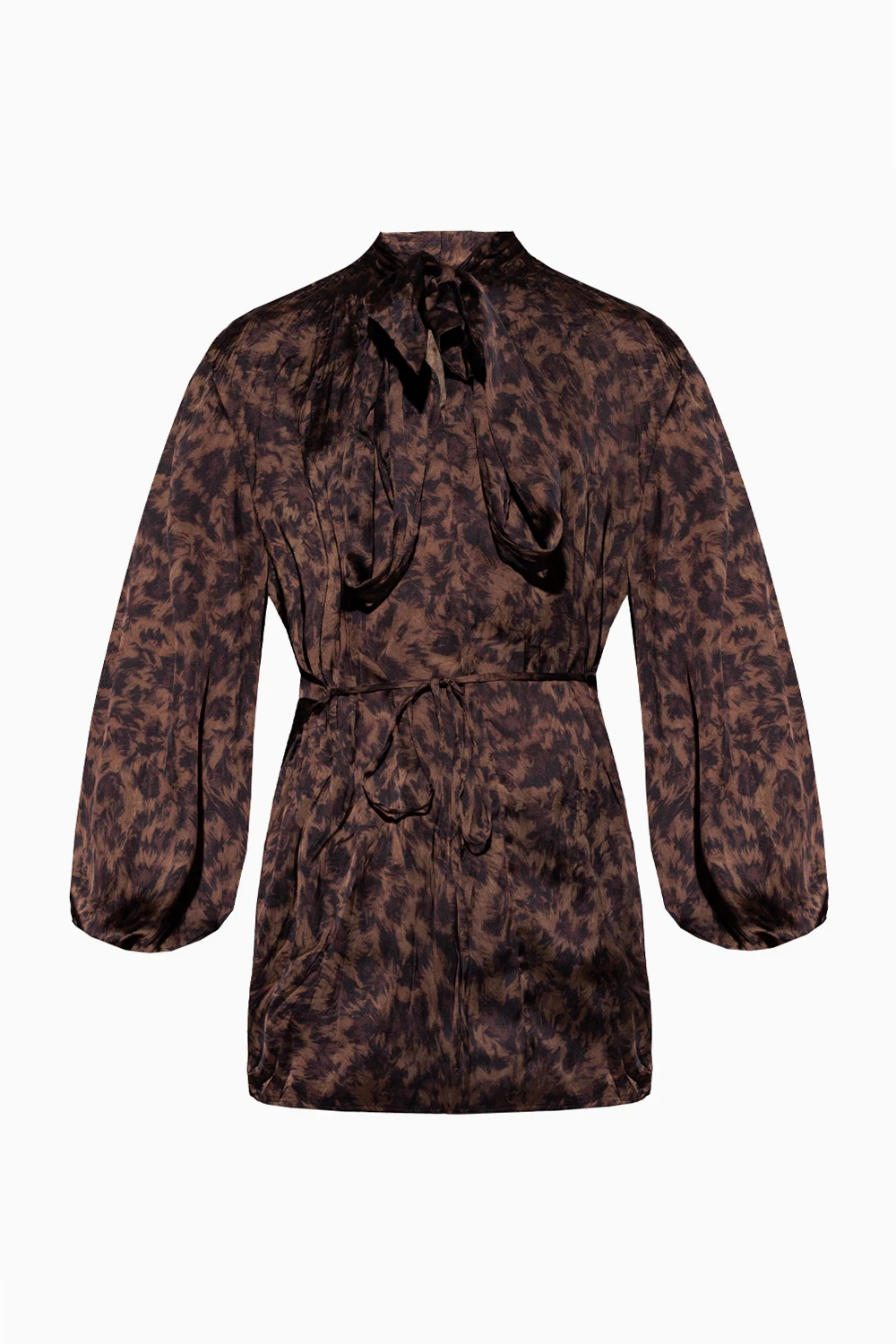 Patterned top with tie neck