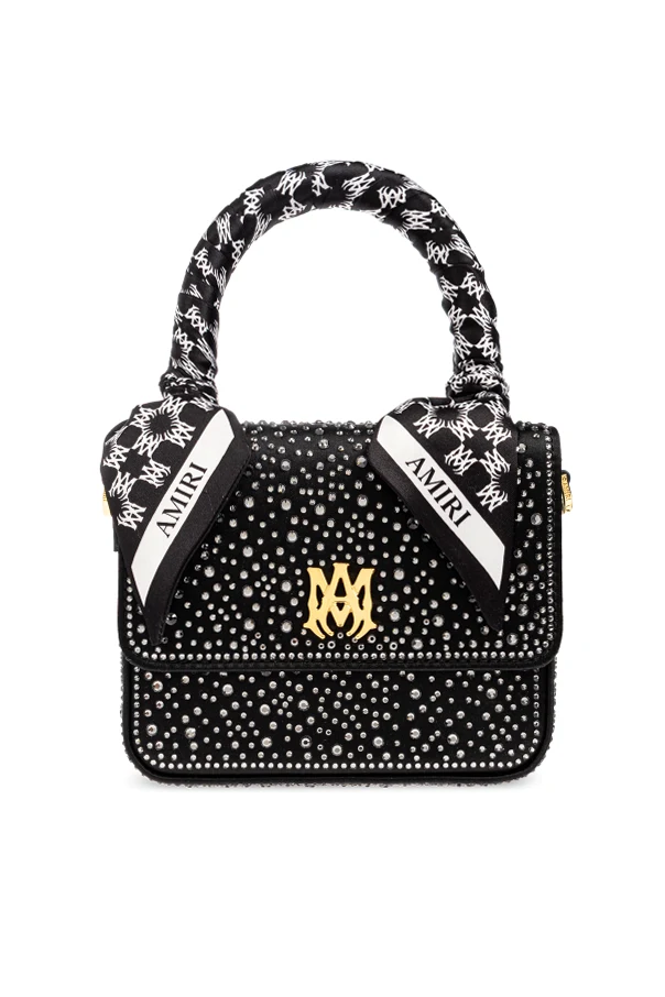SCHWARZ Handtasche mit schimmernden Kristallen