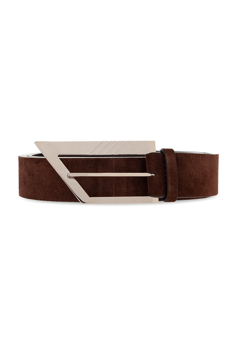 Suede belt with logo