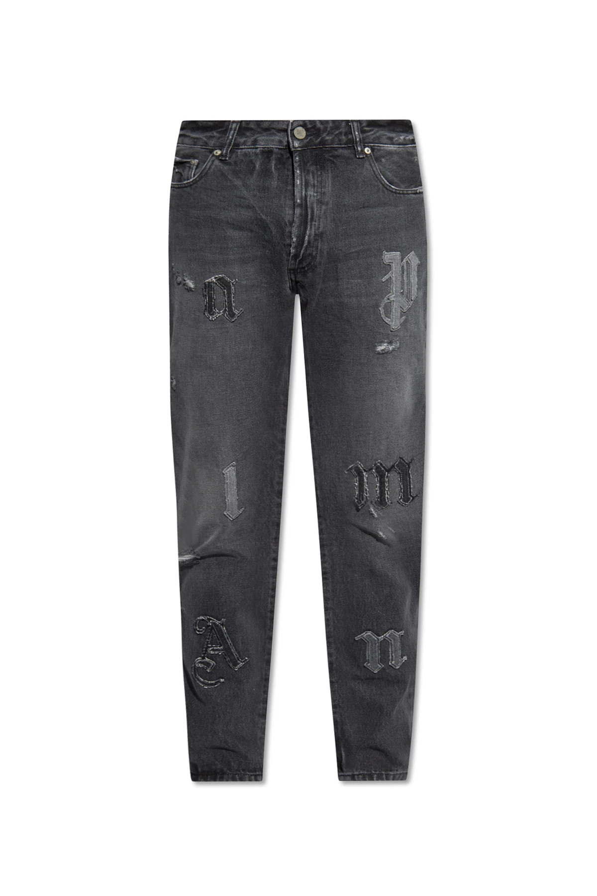 Jeans with logo patches