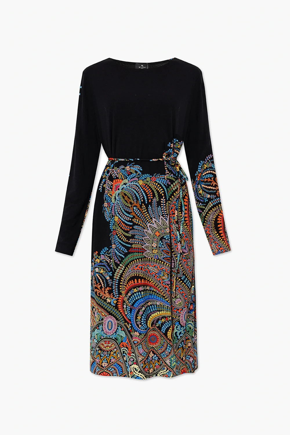 Patterned dress with belt