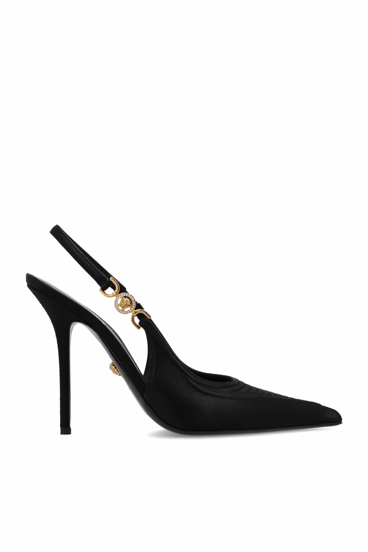 Satynowe buty na obcasie