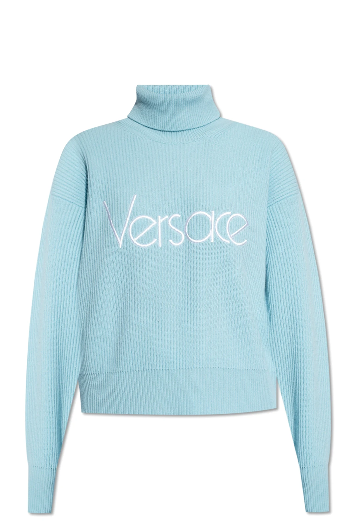 Wool turtleneck sweater with logo
