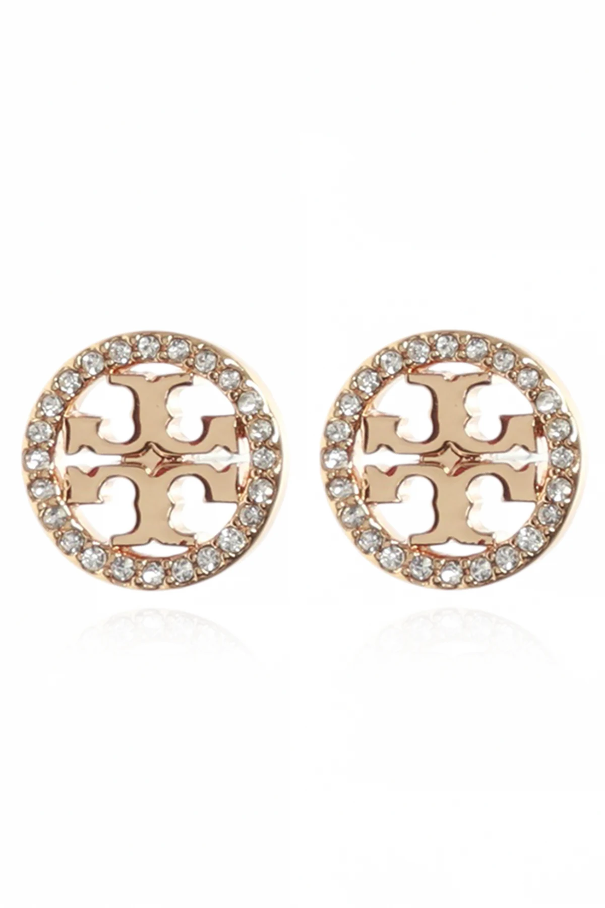 GOLD ‘Miller Pavé Stud’ earrings with logo