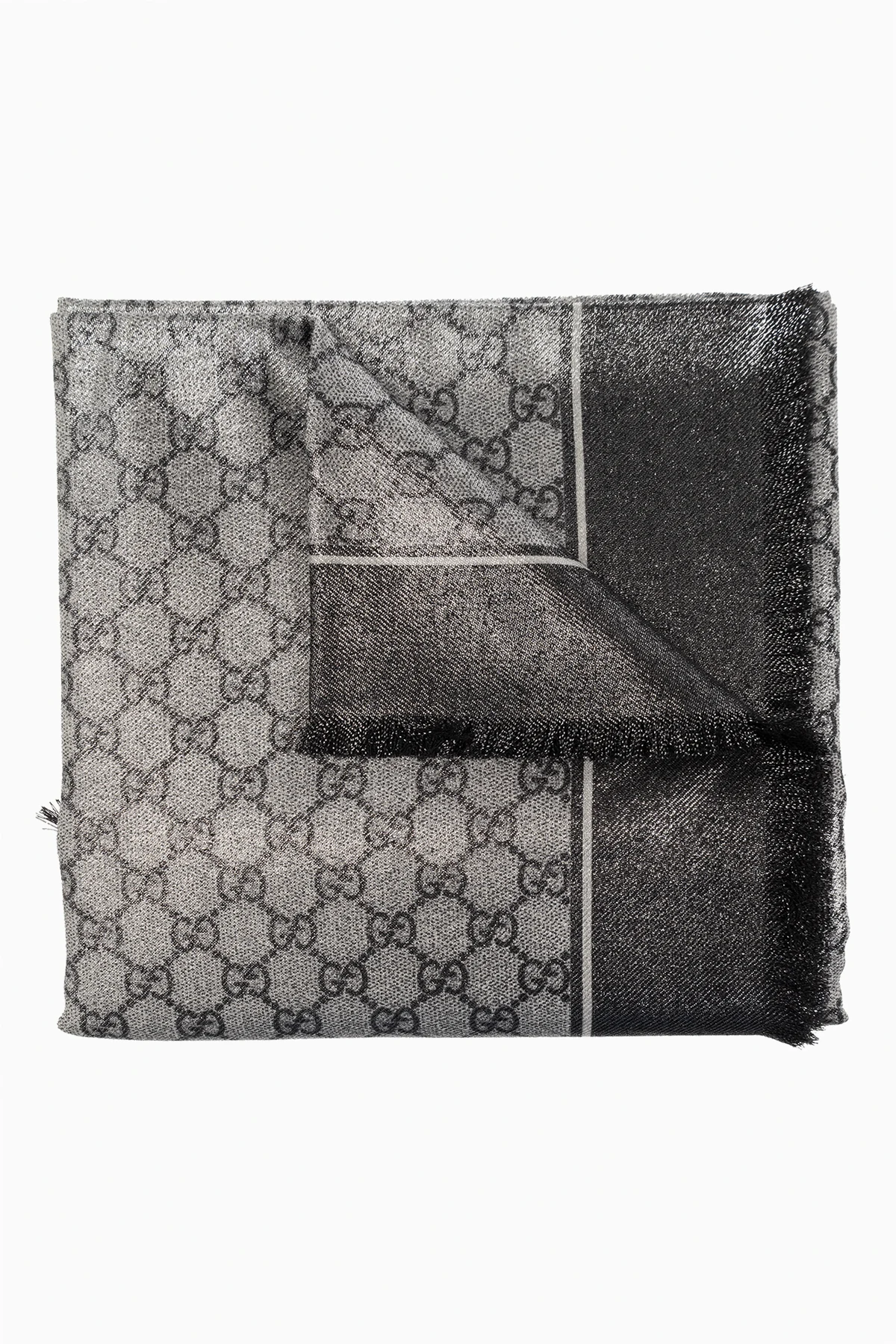GREY Shiny shawl with monogram