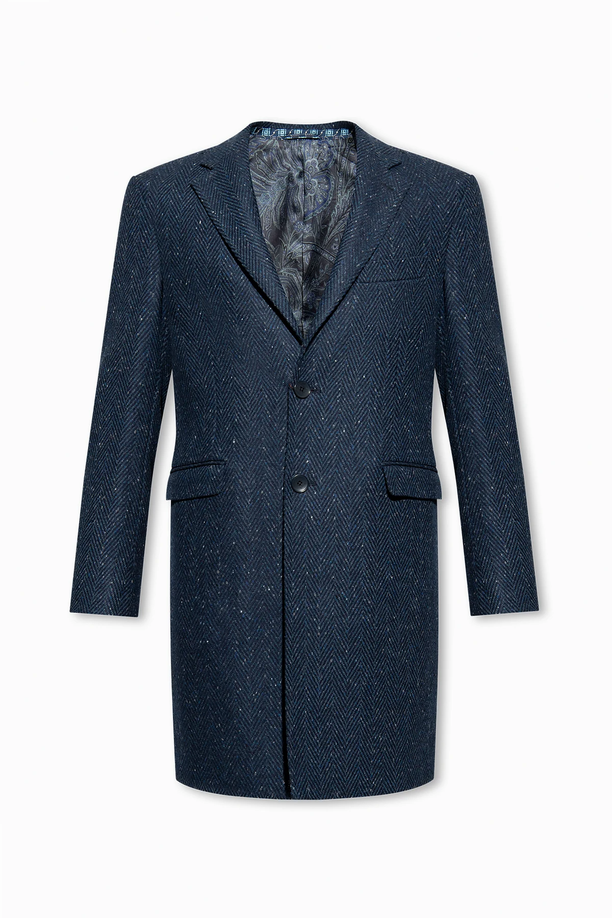 Coat with herringbone pattern
